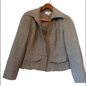 Talbots Petite Grey Wool Blend Zip Front Jacket  Blazer